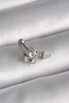 Mey İthalat® 316L Çelik Gümüş Renk Zirkon Taşlı Sallantı Kalp Detay Tragus Piercing