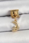 Mey İthalat® 316L Çelik Sallantılı Zirkon Taşlı Ay Model Gold Renk Nomination Charm