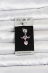 Mey İthalat® 316L Cerrahi Çelik Pembe Zirkon Taşlı Kanat Model Göbek Piercing