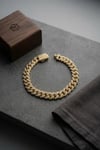 Mey İthalat® Cuban Zincir Model Zirkon Taşlı Gold Renk Erkek Bileklik