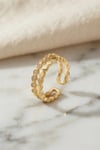 Mey İthalat® Gold Renk Sıralı Petek ve Zirkon Taşlı Model Kadın Yüzük