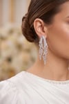 Mey İthalat® Gümüş Renk Zirkon Taşlı Çelenk Model Kadın Abiye Küpe