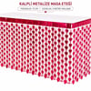 Mey İthalat® Kalpli Metalize Masa Eteği Kırmızı 75x300 cm