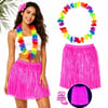 Mey İthalat® Neon Pembe Hawaii Etek 40 cm ve Rengarenk Hawaii Kolye