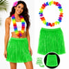 Mey İthalat® Neon Yeşil Hawaii Etek 40 cm ve Rengarenk Hawaii Kolye