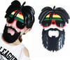Mey İthalat® Rasta Peruklu Rasta Sakallı Bob Marley Bıyıklı Parti Gözlüğü 27x18 cm