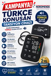 Mey İthalat® Türkçe Konuşan Şarjlı Dijital Tansiyon Aleti | Büyük LCD Ekran, Otomatik Kol Tipi, Hafızalı