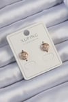 Mey İthalat® Xuping Rose Renk Zirkon Taşlı Yansımalı Oval Küpe