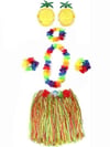 Mey İthalat® Yetişkin ve Çocuk Uyumlu Luau Aloha Hawaii Rengarenk 40 cm Etek Ananas Şekilli Gözlük Hawaii Kolye Renkli Taç ve 2 Adet Bileklik Seti