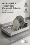 Modern Kurutmalık Tabaklık Gri Tezgah Üstü Bulaşıklık Bardaklık Standı Mutfak