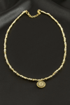 Nazar Zirkon Taşlı Metal Boncuklu Kolye