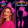 Neon Pembe Dantel Taç Ve Şimşek Küpe 80'ler 90'lar Parti Seti