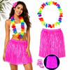 Neon Pembe Hawaii Etek 40 Cm Ve Rengarenk Hawaii Kolye