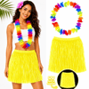Neon Sarı Hawaii Etek 40 Cm Ve Rengarenk Hawaii Kolye