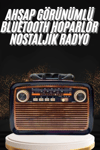 Nostaljik Görünümlü Ahşap Radyo TF SD USB Girişli Led Fener Işıklı