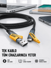 Örgülü Tasarım 4’ü 1 Arada USB-C Lightning Hızlı Şarj Kablosu