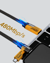 Örgülü Tasarım 4’ü 1 Arada USB-C Lightning Hızlı Şarj Kablosu