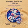 Origami Turna Kuşu Desenli Katlanabilir Cep Yelpazesi - Japon Stili Kılıflı El Yelpazesi