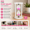 Orta Cam Kum Saati Cam Standlı= Çap: 6.8cm-yükseklik: 12cm Bx40