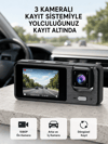 Park Modlu 3 Kameralı Araç Kayıt Cihazı 1080P Ön Kamera 2’’ Ekran