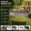 Paslanmaz Mangal Portatif Ayaklı - Standlı 70cm Bx40