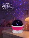 Pembe Döner Yıldız Projektörü USB ve Pilli Kullanımlı Gece Lambası