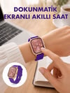 Pembe Mor ve Metal Kordonlu Akıllı Saat Hediye Seti