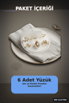 Pirinc 6 Adet Yuzuk Seti Numara 7-8 Arasi Bayan Bijuteri Hediyelik Ton BX-313704