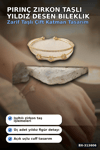 Pirinç Zirkon Taşlı Yıldız Desen Gold Renk Bileklik - 1 Adet Bayan Takı BX-313606