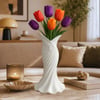 Plasti̇k İskandi̇nav Bohem Kadin Plasti̇k 3 D Vazo 22 Cm Beyaz