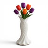 Plasti̇k İskandi̇nav Bohem Kadin Plasti̇k 3 D Vazo 22 Cm Beyaz
