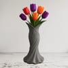 Plasti̇k İskandi̇nav Bohem Kadin Plasti̇k 3d Vazo 22 Cm Gri