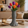 Plasti̇k İskandi̇nav Bohem Kadin Plasti̇k 3d Vazo 22 Cm Gri