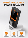 Powerbank 20000 mAh Dijital Ekranlı ve Çok Kablolu Hızlı Şarj Cihazı