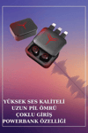 Powerbank Özellikli Bluetooth Kulaklık ve Nabız Ölçer Akıllı Saat Bileklik Hediyeli