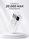Powerbank Şarj Cihazı 4 Çıkışlı 20.000 MAH Powerbank Kompakt Yüksek Kapasiteli Hızlı Şarj