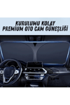Premium Katlanır Oto Ön Arka Cam Güneşliği Metalize Isı Yalıtımlı Çantalı 150x70cm