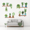 Raflı Saksılı Çiçek Tasarımlı Yapışkanlı Sticker Bx40