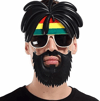 Rasta Peruklu Rasta Sakallı Bob Marley Bıyıklı Parti Gözlüğü 27x18 Cm Bx40