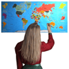 Renkli atlas Dünya haritası Manyetik Yapıştırıcı Gerektirmeyen Duvar Stickerı 118 Cm * 56 Cm Bx40