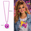 Retro Disko Topu Şekilli 80'ler 90'lar Fuşya Pembe Renk Plastik Kolye