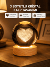 Romantik Kalpli Kristal Cam Küre USB’li Işıklı Dekoratif Obje