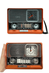 Saatli Fenerli Bluetooth Nostaljik Radyo AUX SD USB Girişli Bluetooth Hoparlör