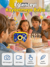 Şarjlı Çocuk Dijital Kamera Ön Arka Kamera Destekli HD Fotoğraf Video Çekimi Mini Tripodlu