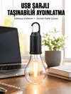 Şarjlı Dekoratif Kamp Lambası Askılı Ampul Led Işık Type-C Girişli