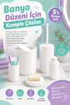 Şık Görünümlü Beyaz Banyo Aksesuar Takımı 5 Parça Günlük Kullanıma Uygun Set