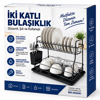 Siyah - Metal 2 Katlı Tabaklık - Bulaşıklık Bx40