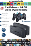Siyah 2.4g kablosuz çift kollu retro oyun konsolu oyunlu game stick bluetooth yok