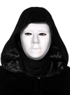 Siyah Kapüşonlu 120 Cm Pelerin Ve Beyaz Boyanabilir Tam Yüz Maske Bx40