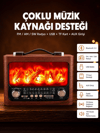 Solar Panelli Alev Işıklı Bluetooth Hoparlör – Çoklu Giriş, Uzun Pil Ömrü